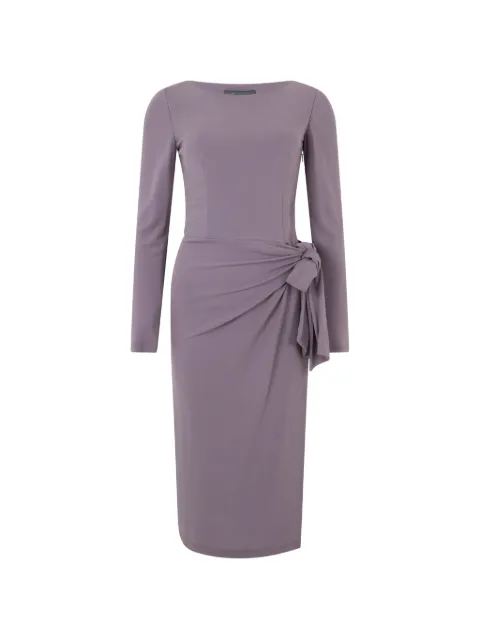 Alberta Ferretti draped long-sleeved fitted midi dress Purple A04566623