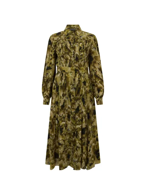 Alberta Ferretti floral-print pleated maxi shirt dress Green A04446639