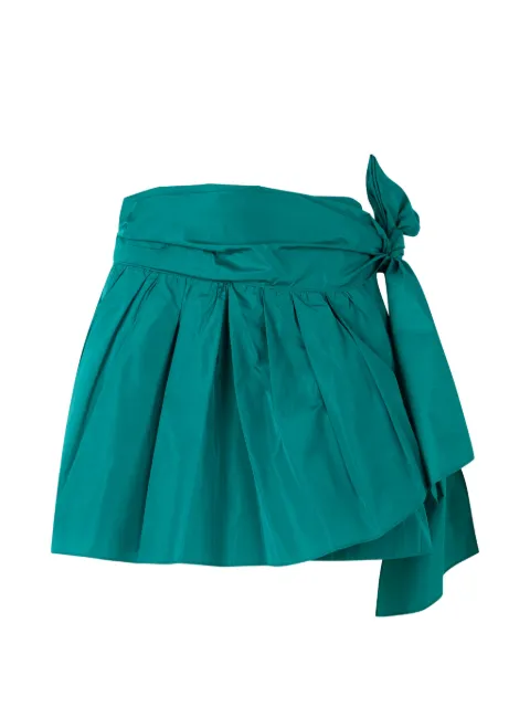 Alberta Ferretti tie-fastening pleated wrap mini skirt Green A03146620