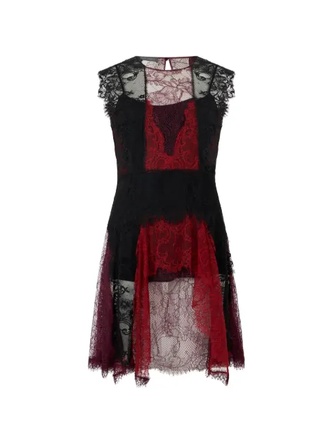 Alberta Ferretti lace-panelled asymmetric flared mini dress Black A04365140