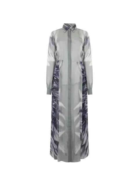 Alberta Ferretti graphic-print silk maxi shirt dress Grey A04035141