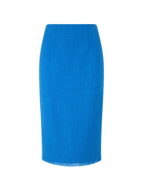 Alberta Ferretti fringed pencil midi skirt Blue A01175132