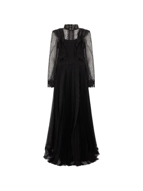 Alberta Ferretti ruffled pleated panelled flared maxi dress Black A04326632