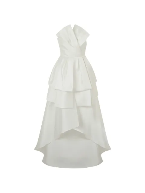 Alberta Ferretti tiered asymmetric gown maxi dress White A04206625