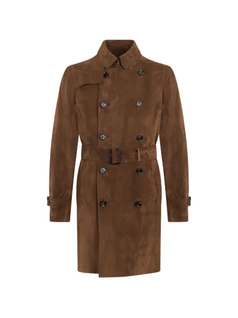 Moorer Vitruvio double-breasted belted leather trench coat Brown VITRUVIOVPF