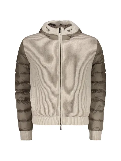 Moorer knitted-front hooded padded jacket Neutrals VALDESCW1