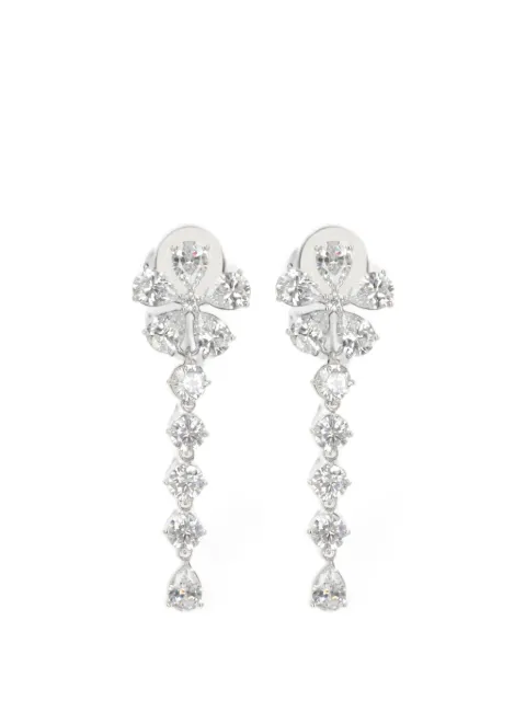 Self-Portrait crystal flower dangle earrings Silver AW26632