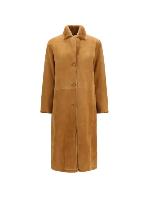 S.W.O.R.D 6.6.44 shearling-collar leather coat Neutrals SA268946RED