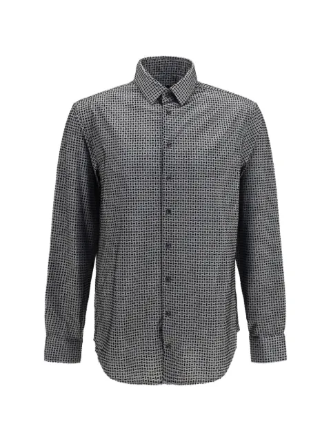 Giorgio Armani geometric-print long-sleeve shirt Grey GM000080TE23936