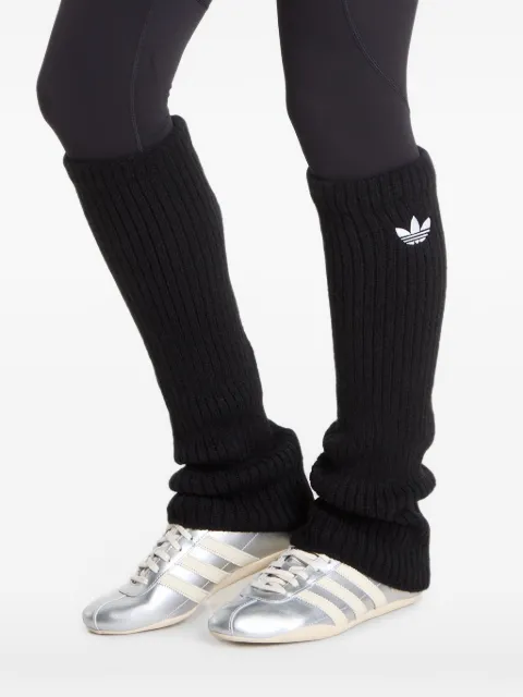 adidas Trefoil-embroidered ribbed-knit leg warmers Black KR6779