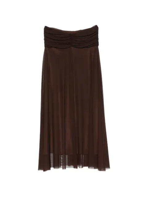 TWINSET ruched-waist mesh skirt Brown 262TF2033