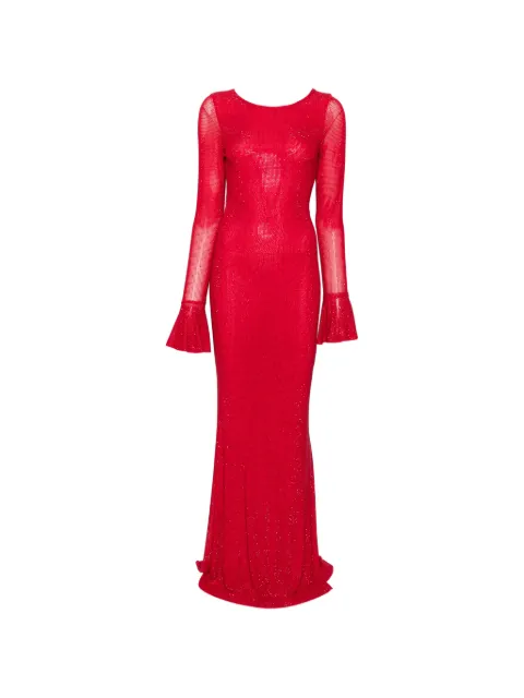 TWENTY FOURHAITCH crystal-embellished bell-sleeve maxi dress Red A0016ROS62A