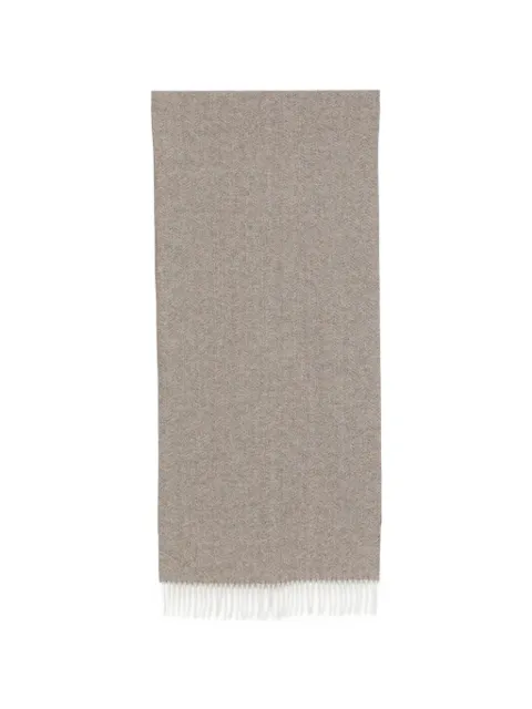 Gran Sasso herringbone-weave fringed scarf Neutrals 9310491304