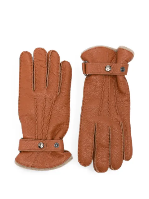 Gran Sasso grained-leather press-stud gloves Brown 8710394602170