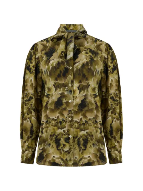 Alberta Ferretti abstract-print silk shirt Green A02186639