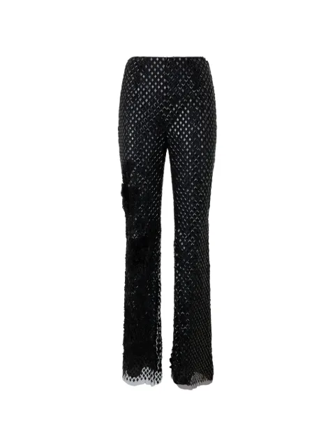 Alberta Ferretti rhinestone-embellished straight-leg trousers Black A03126657