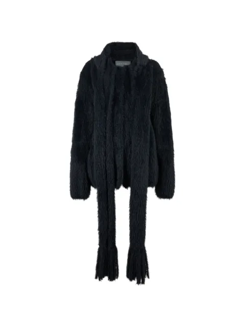 Alberta Ferretti scarf-detail brushed-finish cardigan Black A05815106