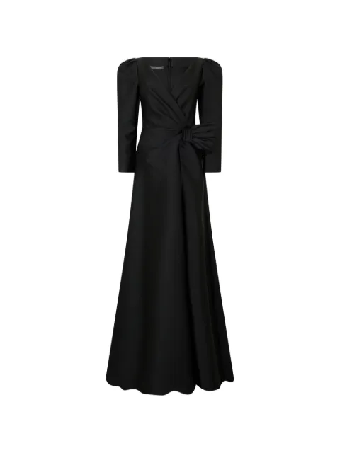 Alberta Ferretti bow-detail V-neck maxi dress Black A04456625