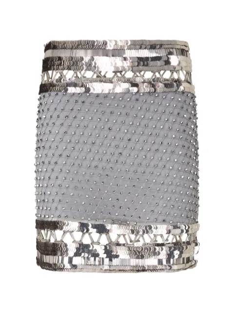 Alberta Ferretti sequin-embellished rhinestone-embellished mini skirt Grey A01225159