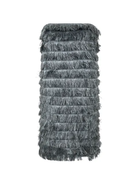 Alberta Ferretti fringe-detail strapless mini dress Grey A04156641