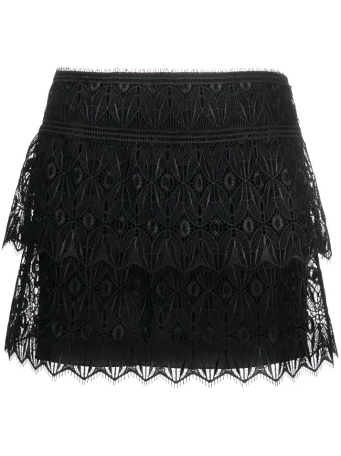 Alberta Ferretti layered lace A-line mini skirt Black A01136638