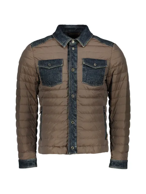Moorer denim-panelled quilted jacket Brown CRESPI104SL