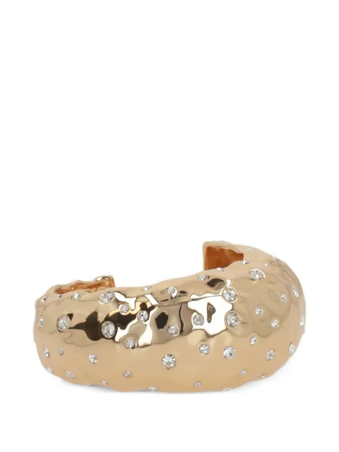 Self-Portrait hammered crystal-embellished cuff bracelet Gold AW26628B