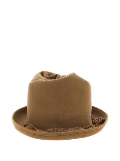 Yohji Yamamoto curled asymmetric-crown hat Brown HWH021611