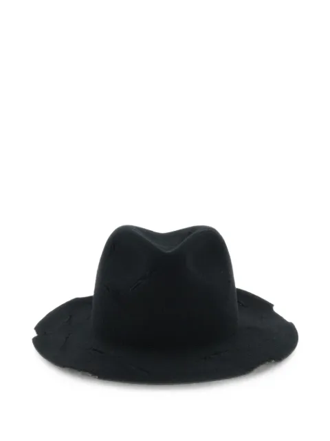 Yohji Yamamoto cut-out wool-felt hat Black HWH01160
