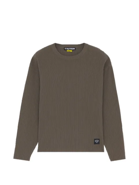 IUTER ribbed-knit logo-patch sweater Brown 26WIJM05