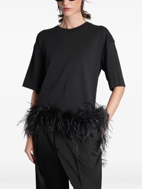 DARKPARK Smith feather-trim T-shirt Black WJE09FJER01