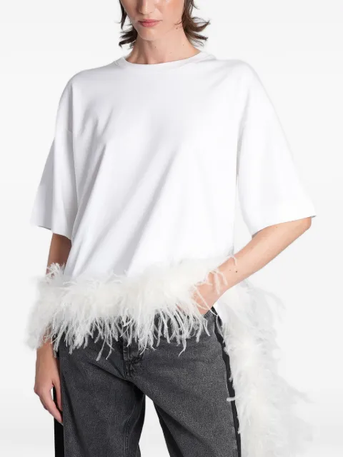 DARKPARK Smith feather-trim T-shirt White WJE09FJER01