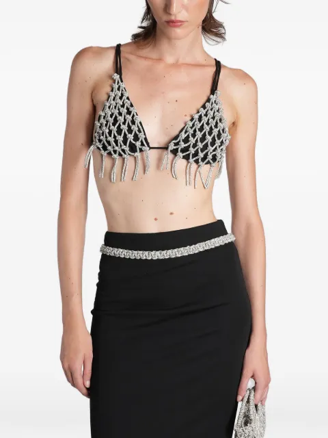 Hibourama Triangle crystal-embellished fringed top Black RTWHIBTRIANGLE
