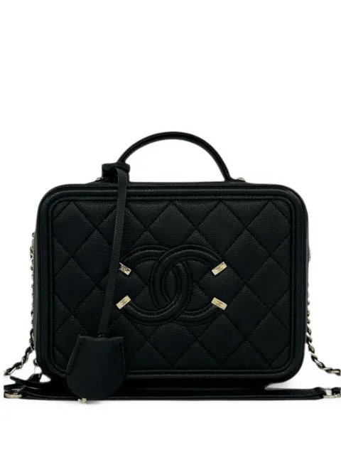 CHANEL Pre-Owned 2019 Small Caviar CC Filigree Vanity Case satchel Black M7LMVA0EOZ9LPF08