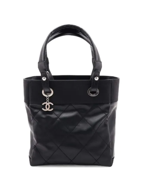 CHANEL Pre-Owned 2012 Small Quilted Coated Canvas Paris Biarritz tote bag Black 81010LRS9W4AB04D