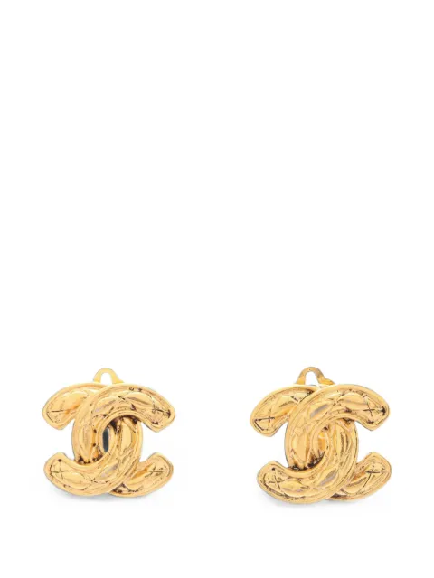 CHANEL Pre-Owned 1970-1980 CC Gold Plated Quilted Clip On Earrings costume earrings Gold 9L90PC4D57SE2V1N