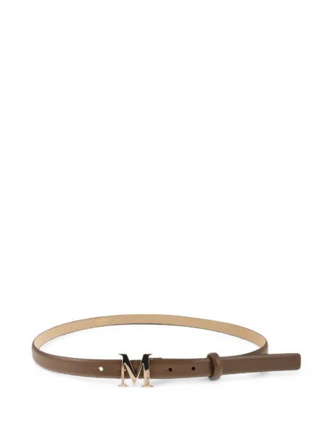 Max Mara M monogram buckle leather belt Brown 2624506062600