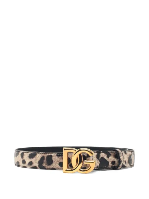 Dolce & Gabbana leopard-print logo-plaque leather belt Neutrals BE1447AX566