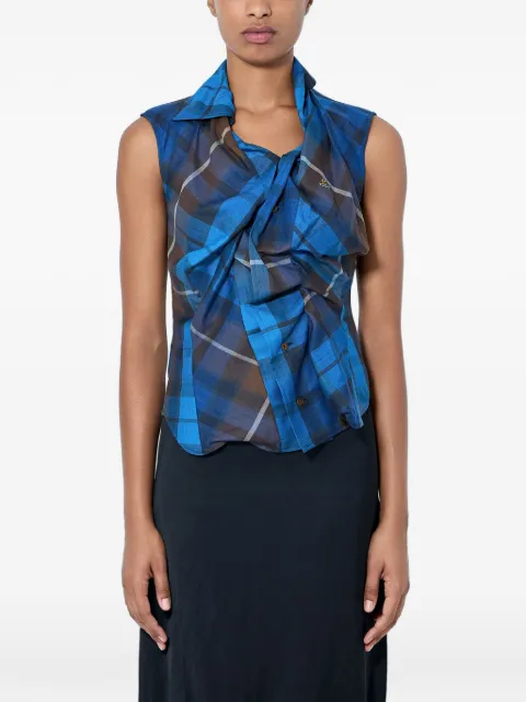 Vivienne Westwood Drunken draped short-sleeve shirt Blue 15010067W01JWK203