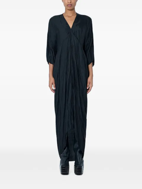 Rick Owens pleated V-neck maxi dress Black RP02F5507K