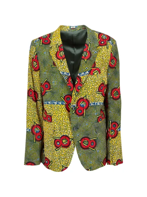 Vintage graphic-print single-breasted blazer Yellow RU2172613