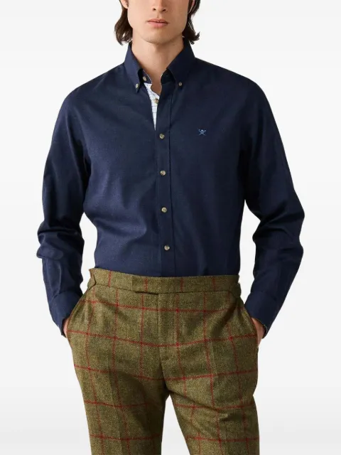 Hackett London Brompton button-down flannel shirt Green HM3010855