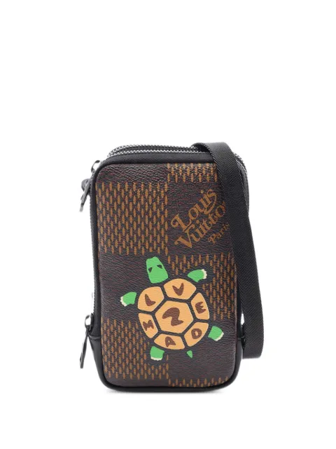 Louis Vuitton Pre-Owned 2010-2026 Nigo Giant Damier Ebene Tortoise Double Phone Pouch crossbody bag Brown CQMG58LT5CY5F81C