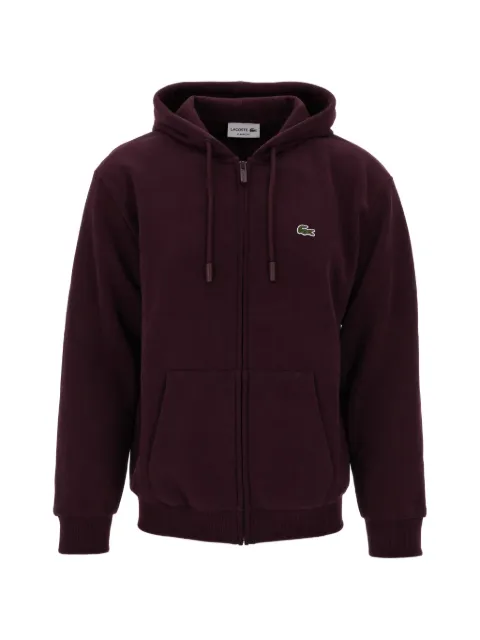 Lacoste logo-patch zip-up hoodie Red SH8864