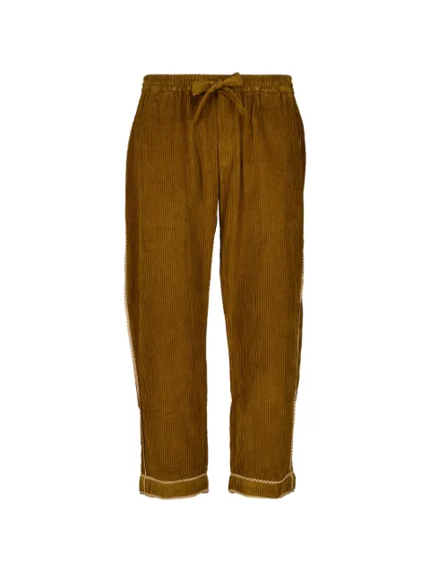 Baziszt lace-trim corduroy trousers Brown BZFW26PA04012