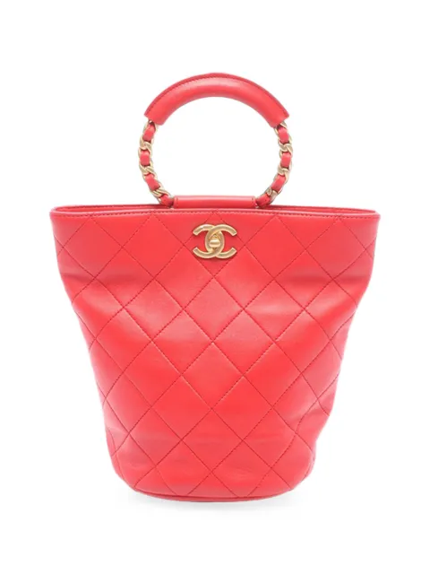 CHANEL Pre-Owned 2019 Lambskin Loop Handle Bucket backpack Red S81FKHSZVTN3ZXOL