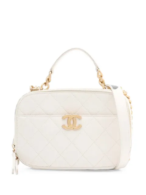 CHANEL Pre-Owned 2019 CC Caviar Top Handle Vanity Case satchel White 1HF0ANIZ1VWL9YPZ