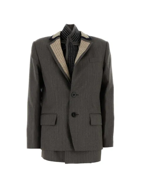 sacai herringbone-pattern wool jacket Brown 2608632