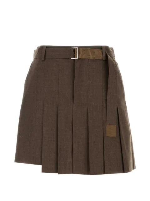 sacai pleated asymmetric tailored shorts Brown 2608573