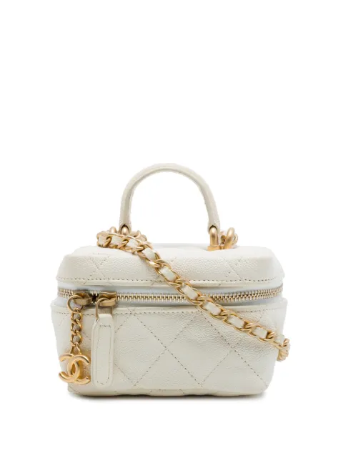 CHANEL Pre-Owned 2021 Mini Caviar Chain Zip Around Vanity Case satchel White WOKHCA90RP4ONESA